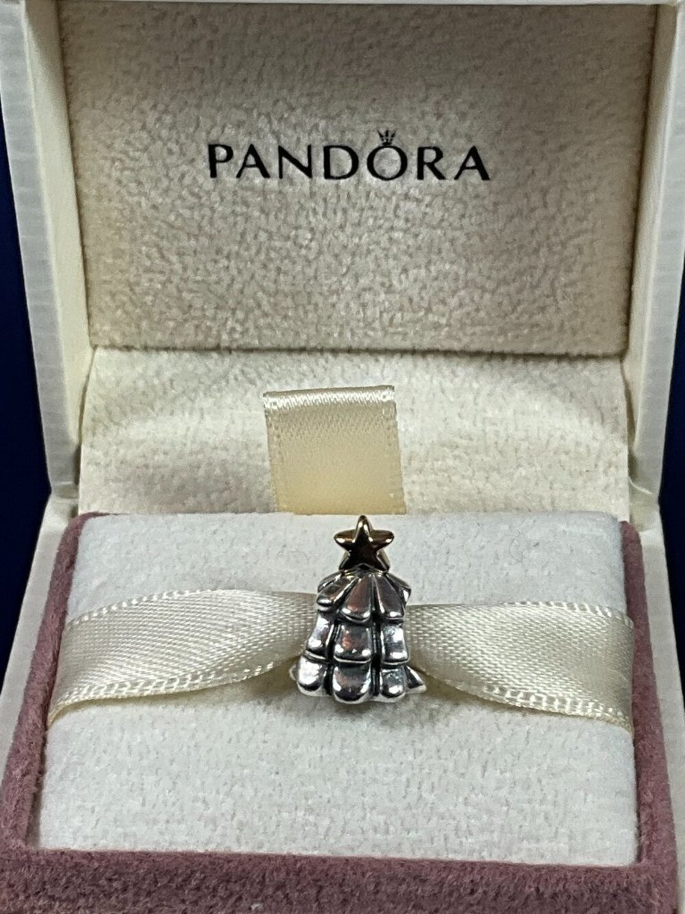 NWOT Pandora Authentic 14K Gold & Sterling Silver Christmas Tree Charm 790365